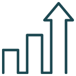 a bar chart with an arrow on the tallest bar